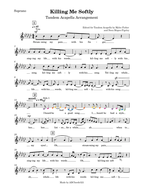 Killing me softly SATB-Soprano