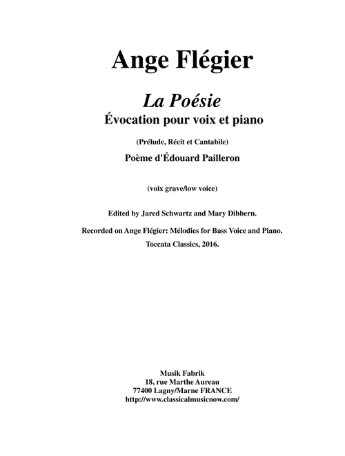 Ange  FlÃ©gier:  La PoÃ©sie for bass voice and piano - Ange FlÃ©gier (Vocal Solo)