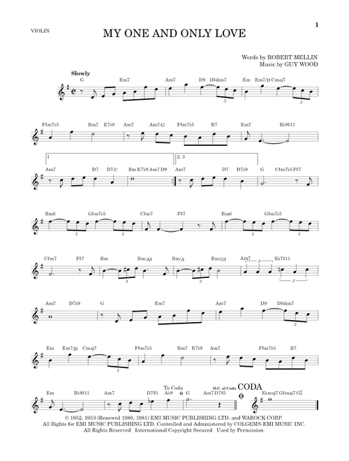 My One And Only Love - Robert Mellin (Violin Solo)