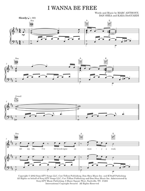 I Wanna Be Free - Kara DioGuardi, Marc Anthony (Piano-Vocal-Guitar)