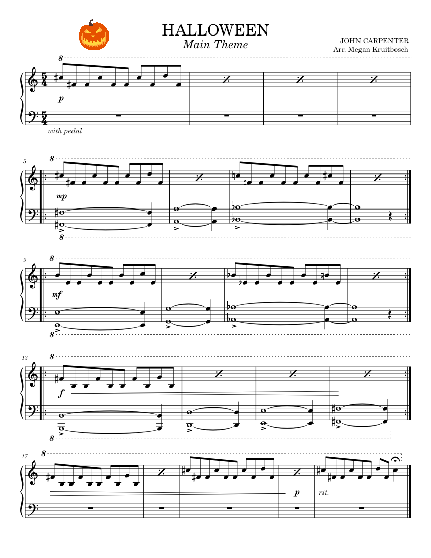 Halloween John Carpenter Sheet music for Piano (Solo)