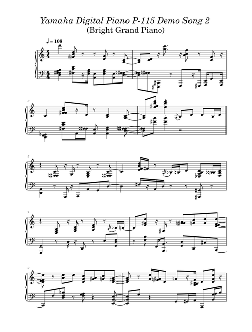 Yamaha P-115 Demo Song 2 (Bright grand piano)