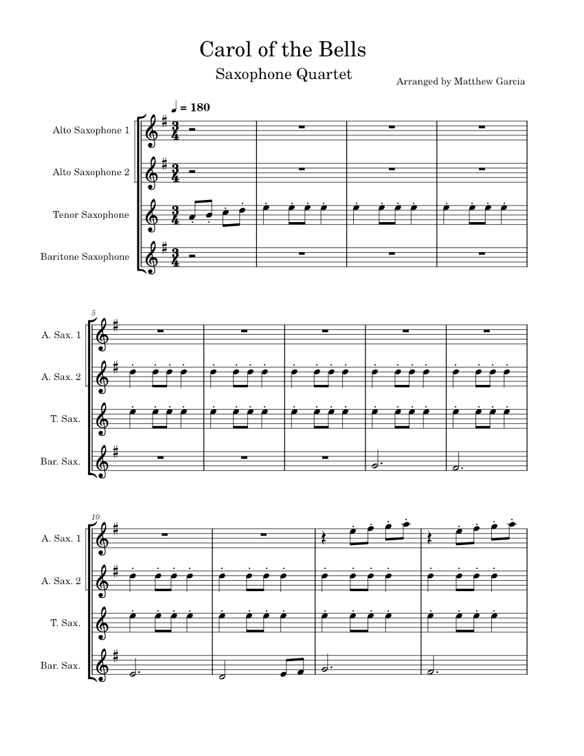 Carol of the Bells – Mykola Leontovych Carol of the Bells Sheet Music ...