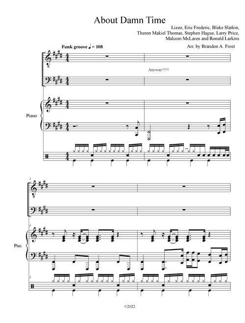 About Damn Time (Arr. Brandon A. Frost) - Lizzo (Choral, TTB)