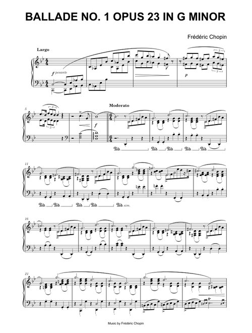 Ballade No. 1 Opus 23 in G Minor - Frédéric Chopin (Piano)