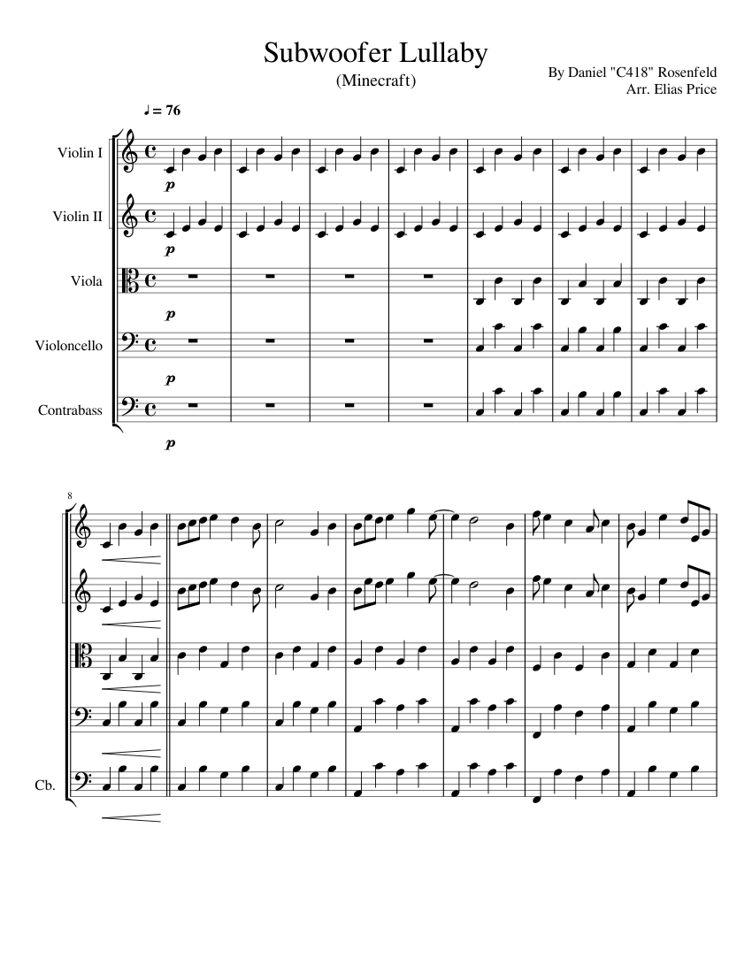 Subwoofer Lullaby score Sheet music for Contrabass, Violin, Viola