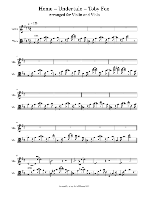 Home - Undertale – Toby Fox (For Violin and Viola)