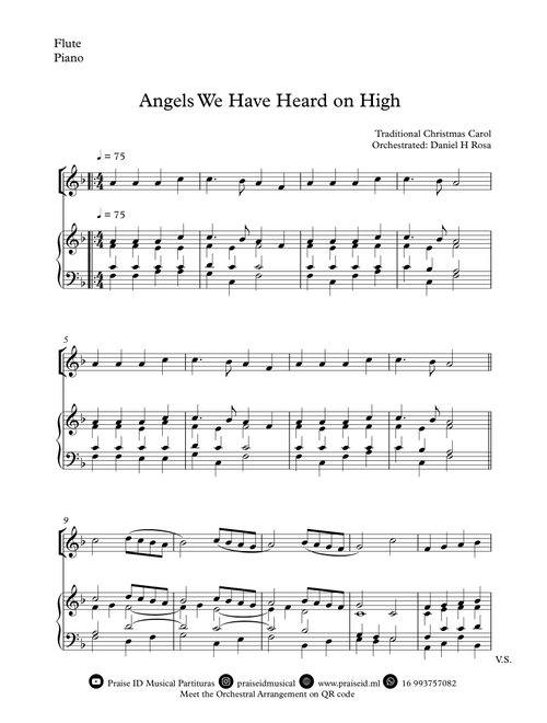 Angels We Have Heard on High - Gloria in excelsi Deo - Easy Flute and Piano (Arr. Daniel H Rosa) - Traditional Christmas Carol (Flute and Piano)