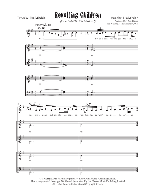 Revolting Children (Arr. James Henry) - Tim Minchin (Choral, SATB divisi)
