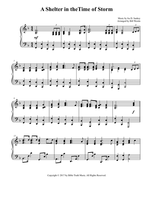 A Shelter In The Time Of Storm (Arr. Bill Westin) - Ira D. Sankey (Piano Solo)