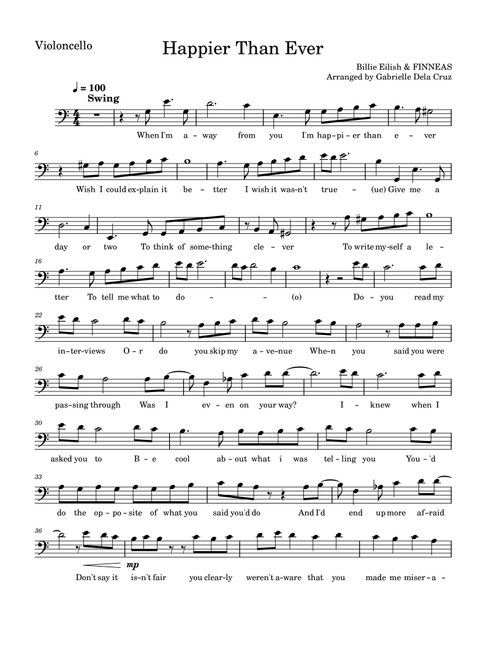 Happier Than Ever (Arr. Gabrielle Dela Cruz) - Billie Eilish (Cello Solo)