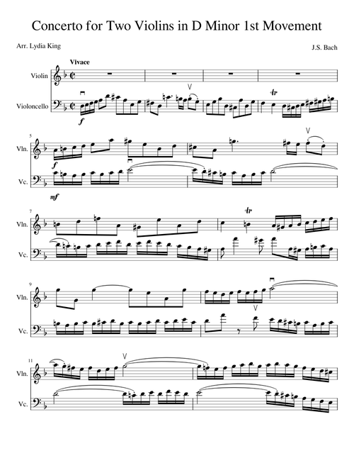 Concerto for 2 Violins in D minor, BWV 1043 – Johann Sebastian Bach (Violin and Cello Duet)