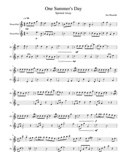 One Summer's Day Flute Duet