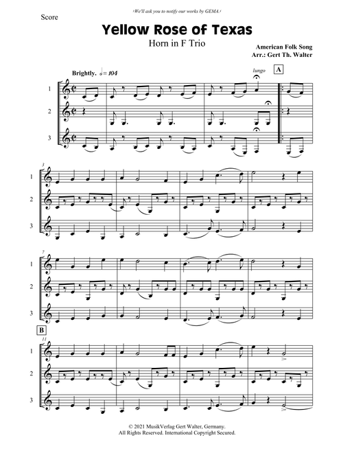 Yellow Rose of Texas (Arr. Gert Th. Walter) - American Folk Song (Brass Ensemble)