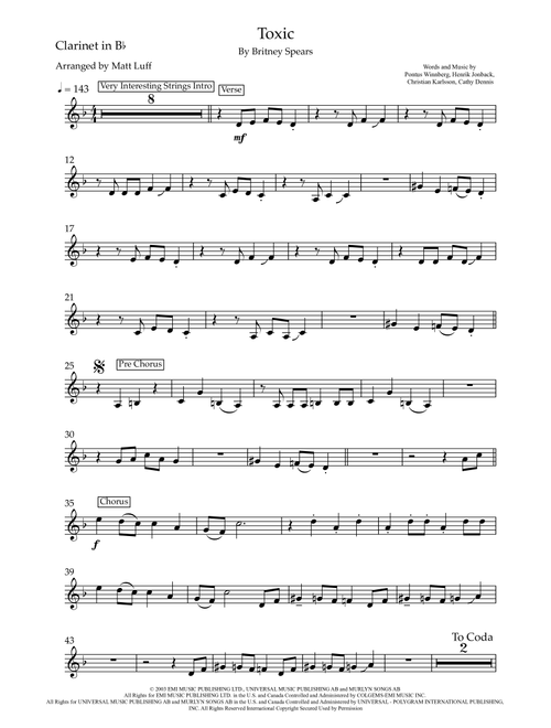 Toxic (Arr. Matt Luff) - Britney Spears (Clarinet Solo)