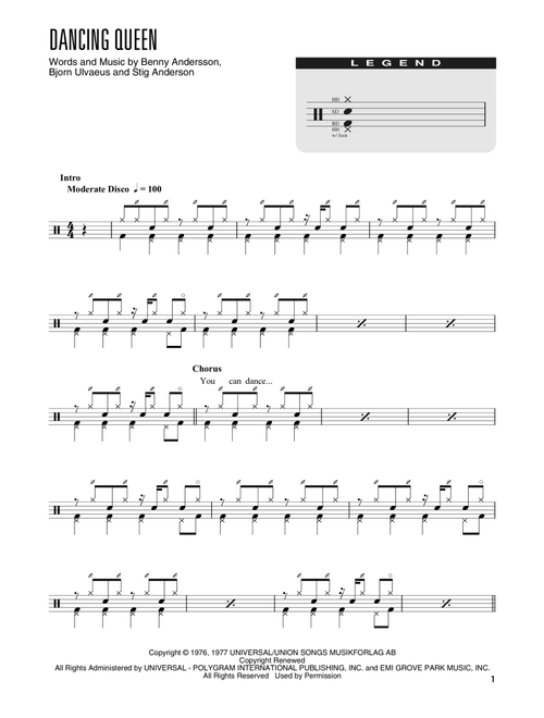 Dancing Queen (arr. Kennan Wylie) - ABBA (Drum Chart)