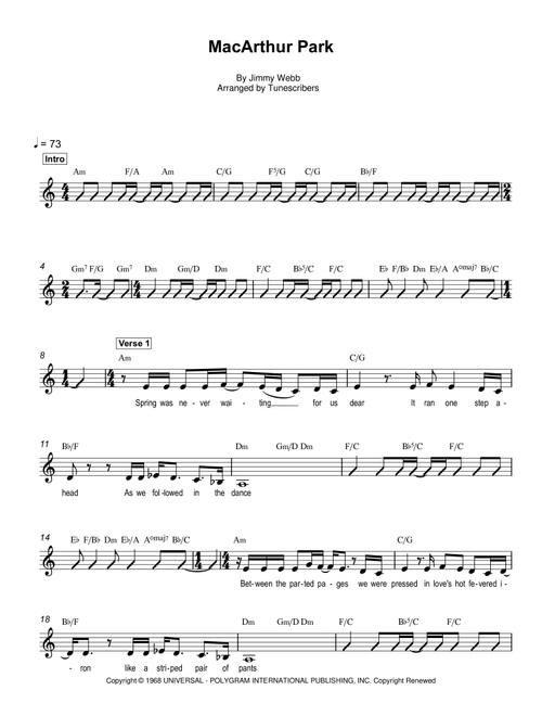 MacArthur Park (Arr. Tunescribers) - Jimmy Webb (Vocal Solo)