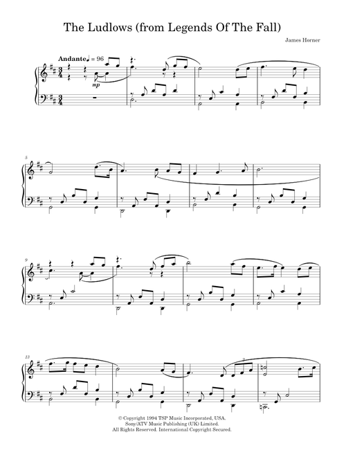 The ludlows - James Horner (Piano Solo)