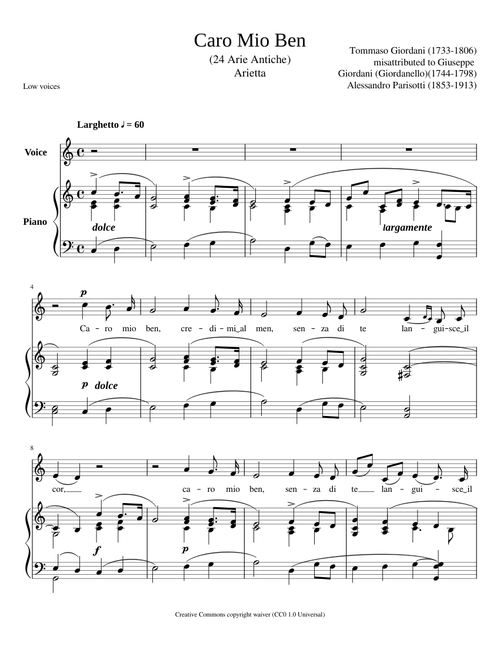 Giordani Giuseppe - Caro mio ben  Low