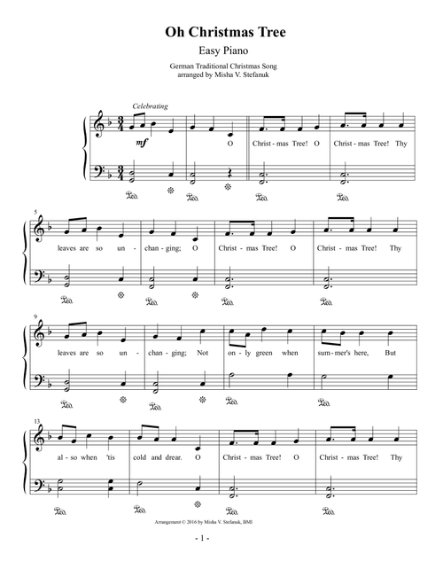 Oh Christmas Tree, Easy Piano (Arr. Misha Stefanuk) (Piano Vocal)