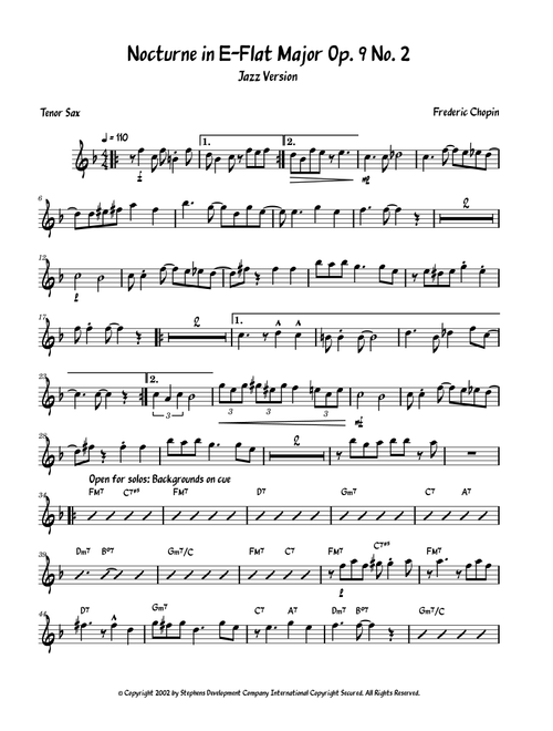 Nocturne In Eb Major, Op. 9, No. 2 (Arr. David Lartey) - Chopin (Tenor Sax Solo)