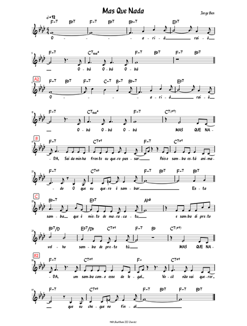 Mas Que Nada (Lead sheet with Portuguese lyrics )