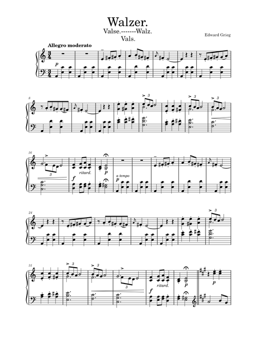 Wals opus 12 no. 2 – Edward Grieg