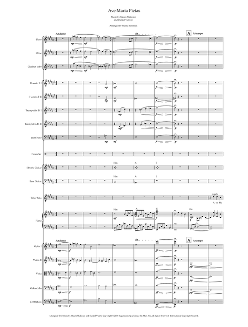 Ave Maria Pietas (Arr. Mariia Yaremak) - Andrea Bocelli (Piano-Vocal-Guitar)