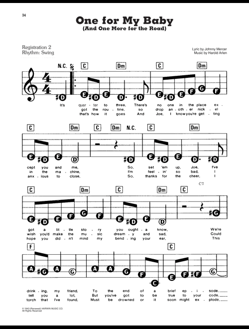 One For My Baby (And One More For The Road) - Frank Sinatra (E-Z Play Today)