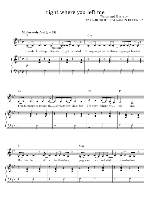 Right where you left me - Taylor Swift