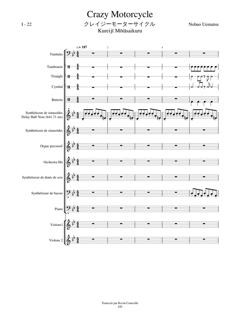 Final Fantasy VII 1-22 Crazy Motorcycle Sheet Music for