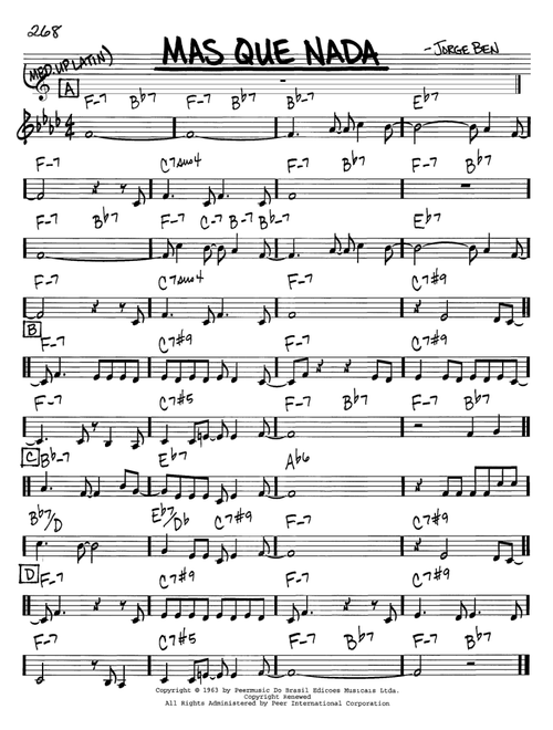 Mas Que Nada - Sergio Mendes (Real Book - Melody-Chords)