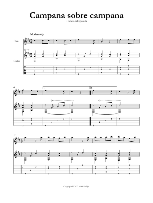 Campana sobre campana (Arr. Mark Phillips) - Traditional Spanish (Instrumental Duet)