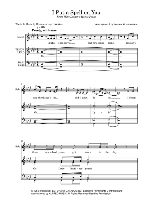 I Put A Spell On You (Arr. Joshua William Johnstone) - Annie Lennox (Choral, SSAA)