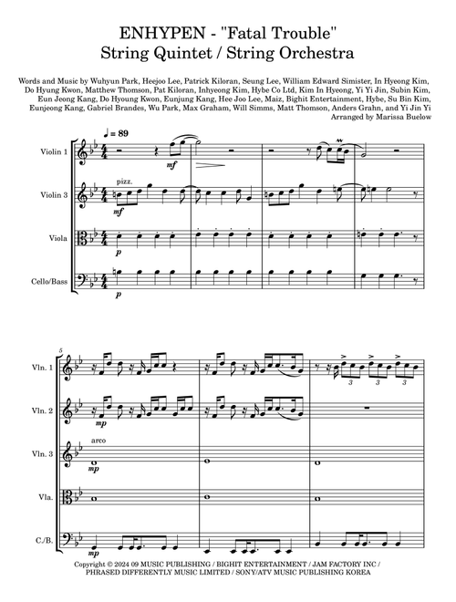 Fatal Trouble (Arr. Marissa Buelow) - Enhypen (String Ensemble)