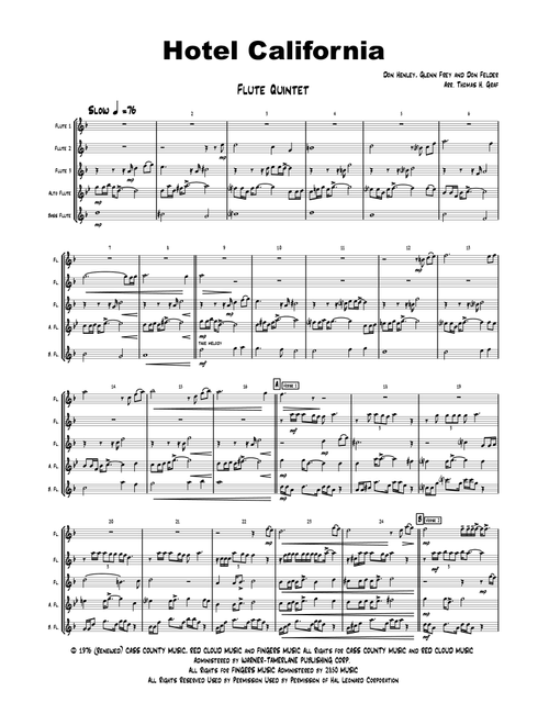 Hotel California (Arr. Thomas Graf) - Eagles (Woodwind Ensemble)