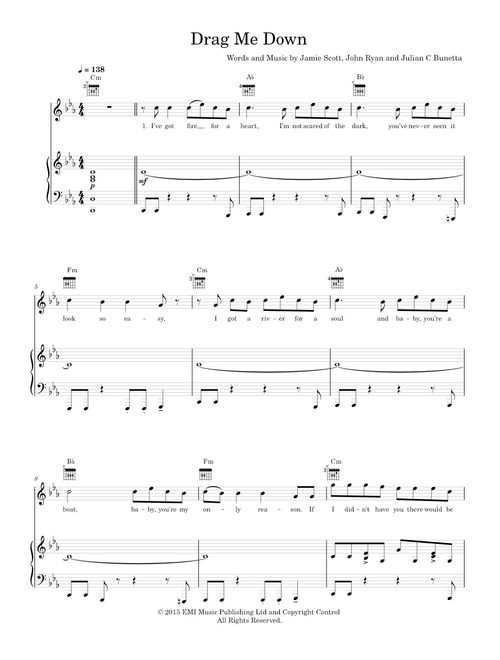 Drag me down - One Direction (Piano-Voice-Guitar)