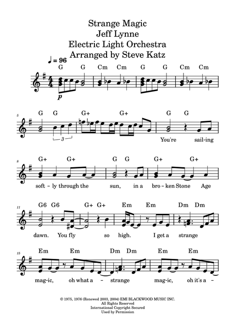 Strange Magic (Arr. Steve Katz) - Electric Light Orchestra (Lead Sheet - Fake Book)