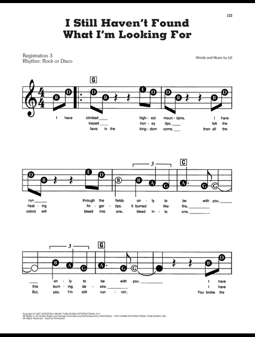 I Still Haven't Found What I'm Looking For - U2 (E-Z Play Today)