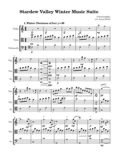 Stardew Valley Winter Music Suite for String Trio