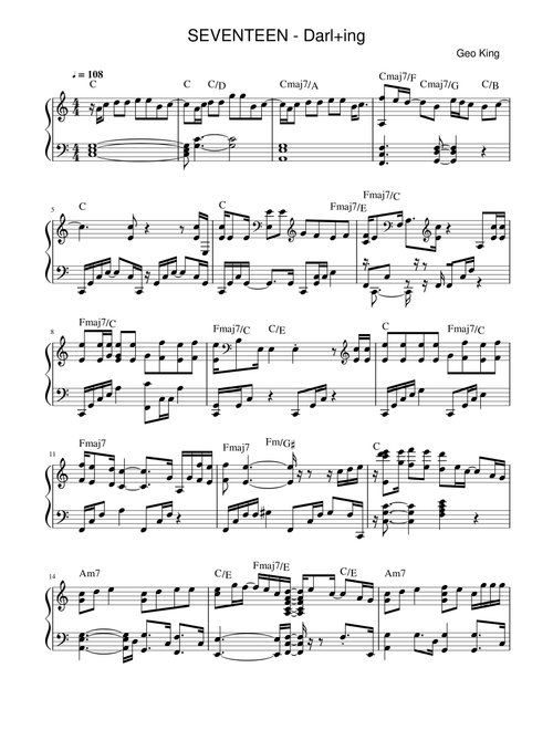 Darl+ing (Arr. Gregory King) - Seventeen (Easy Piano)