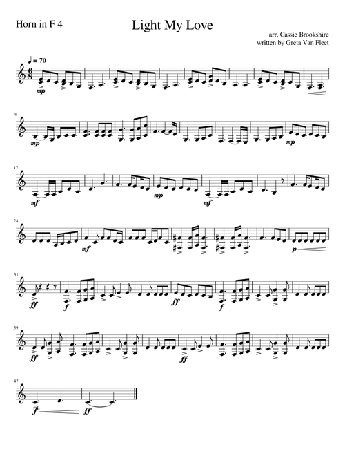 Light My Love - Greta Van Fleet (Horn in F 4)