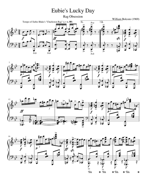 Eubie's Lucky Day ― William Bolcom ― Piano Rag