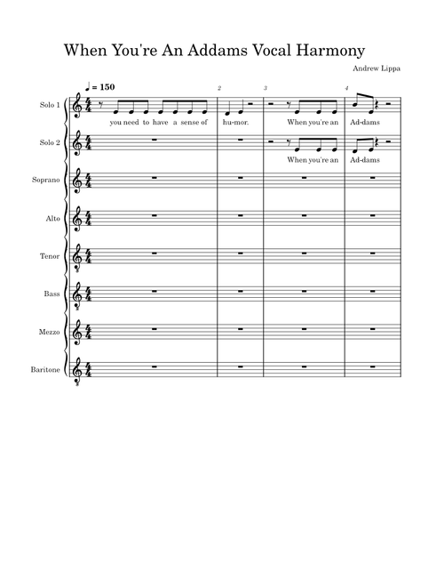 When You're An Addams – Andrew Lippa, The Addams Family Musical When You're An Addams Vocal Harmony