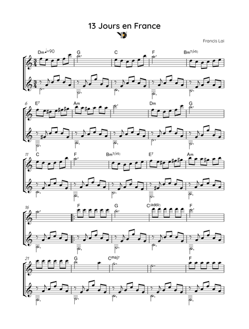 13 jours en France (Arr. YOMusic2020) - Francis Lai (Solo Guitar)