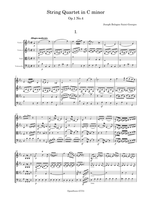 String Quartet No. 4 – Saint-Georges, Joseph Bologne