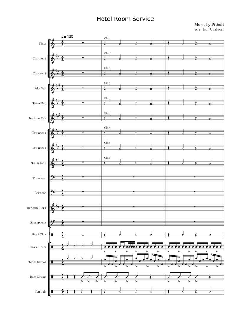 Hotel room service Pitbull Hotel Room Service Sheet music for