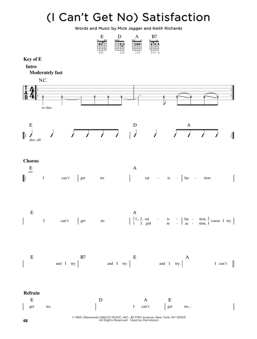 (I Can't Get No) Satisfaction - The Rolling Stones (Guitar Lead Sheet)
