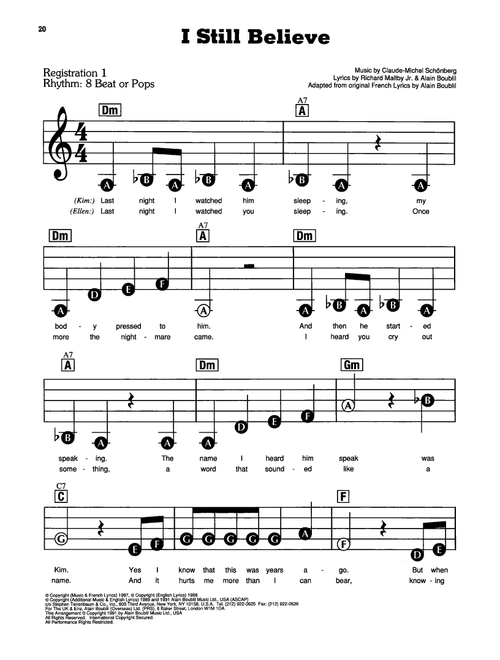 I Still Believe (from Miss Saigon) - Alain Boublil (E-Z Play Today)