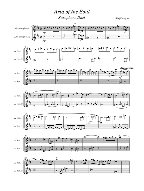 Aria of the Soul-Velvet room theme Sax Duet